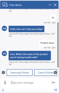 Customer chat — initial greeting