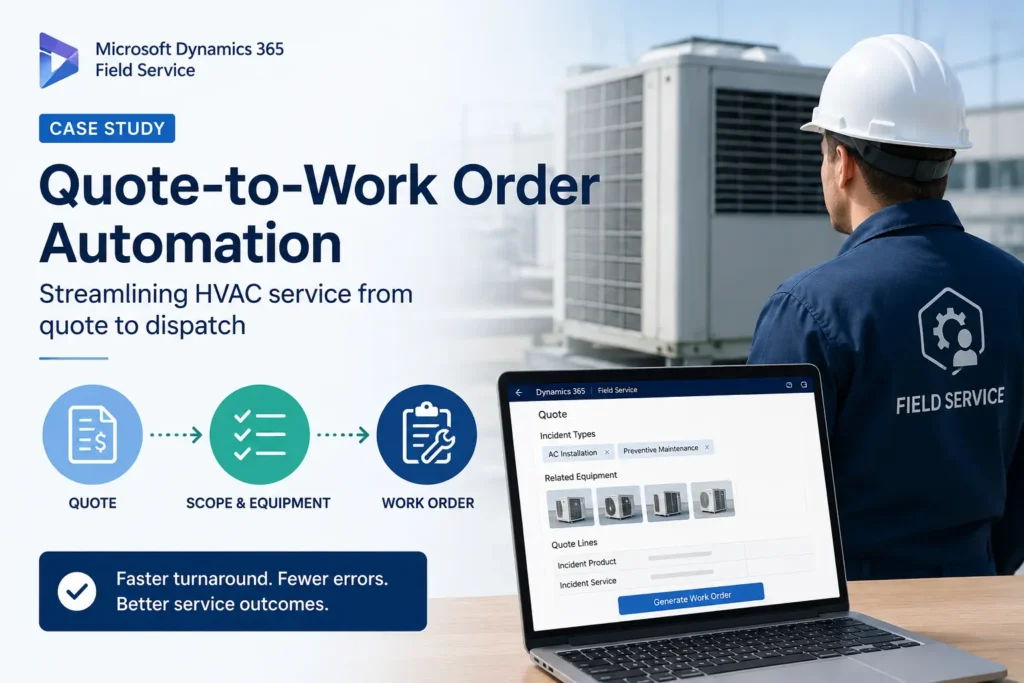 Dynamics 365 Field Service quote-to-work-order case study
