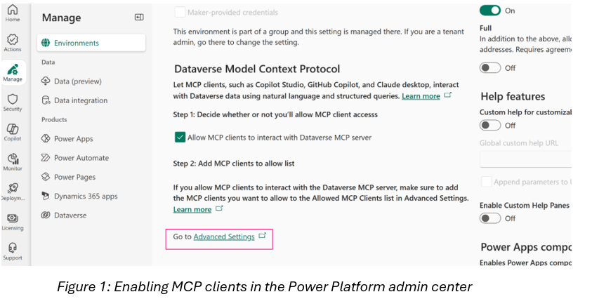 Enabling MCP clients in the Power Platform admin center