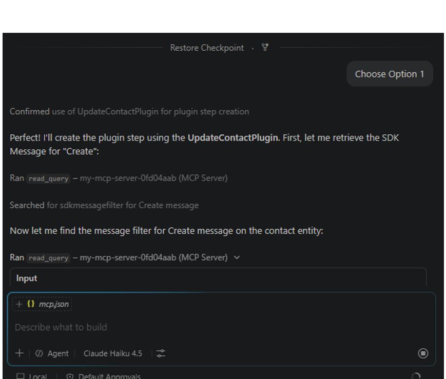 Plugin step creation confirmed via MCP s1