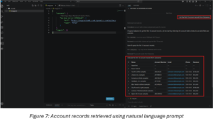 Account records retrieved using a natural language prompt