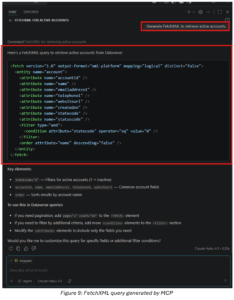 FetchXML query generated by the Dataverse MCP server