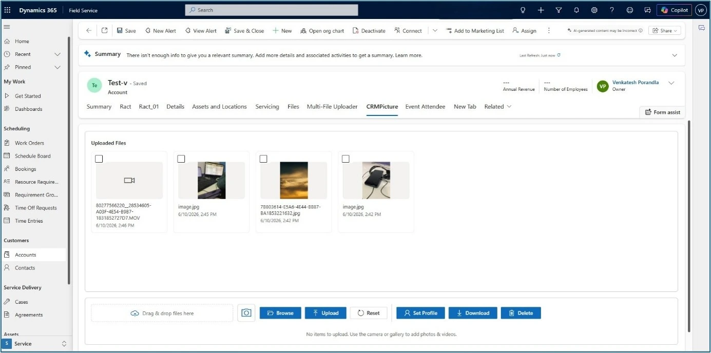 CRM Picture capturing asset photo in Dynamics 365 Field Service