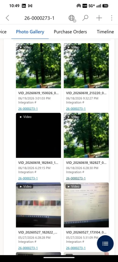 Uploaded Photos in the Field Service mobile app
