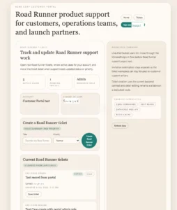 B2B customer portal home page after sign-in showing cases