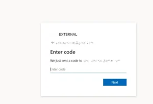 Entering the one-time verification code from Microsoft Entra External ID
