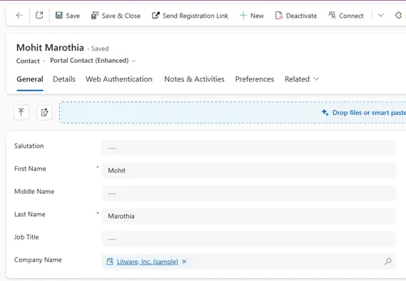 Sending a portal invitation from Dynamics 365 to a customer contact