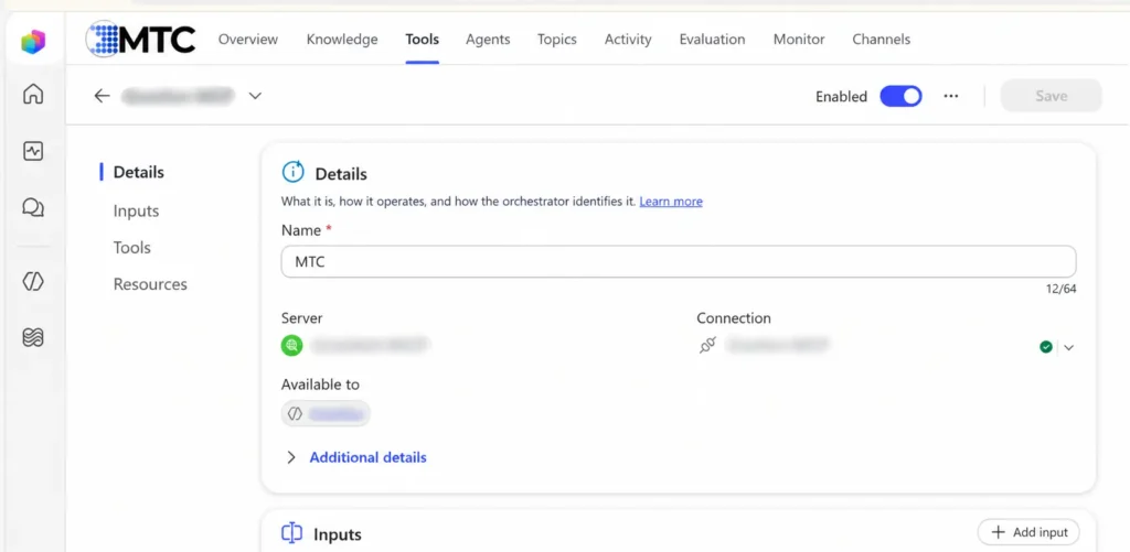 Connected MCP tool in Copilot Studio