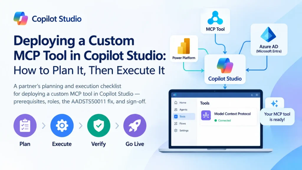 Deploying a custom MCP tool in Copilot Studio with Plan, Execute, Verify, and Go Live workflow
